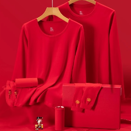 本命q保暖内衣套?情GU色喜庆l婚